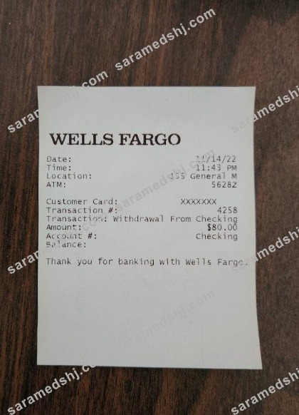 USA Wells Fargo receipt